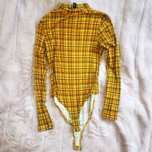 🌻 Clueless Yellow Plaid Bodysuit